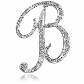 ETHOON Broche de letras con inicial de diamantes de imitación para mujer, manualidades, plata, A-Z Revisar